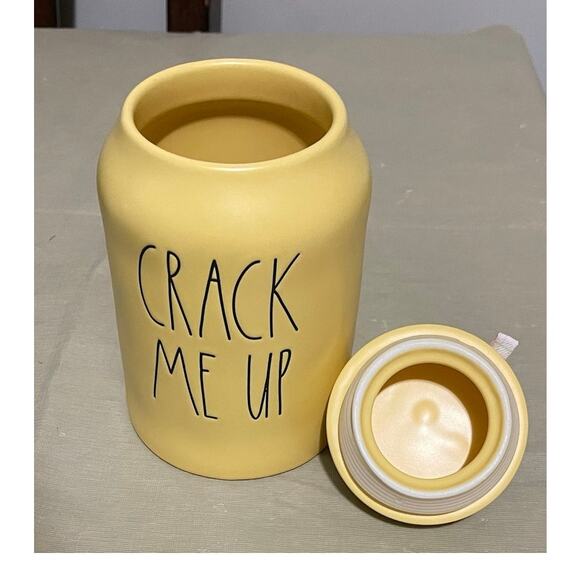 Rae Dunn Crack Me Up Ceramic Canister With‎ Lid Yellow Mate With Black Lettering - Picture 5 of 6